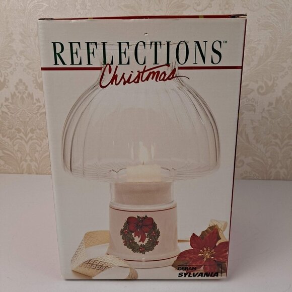 Osram Sylvania Christmas Tealight Votive Candle Holder Glass Lamp Wreath IOB - Picture 7 of 9